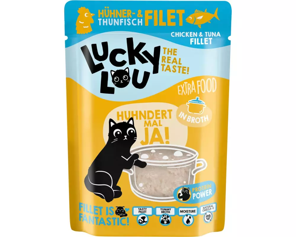 Lucky Lou Nassfutter Extra Food Hühner-&Thunfischfilet in Sud, 70 g
