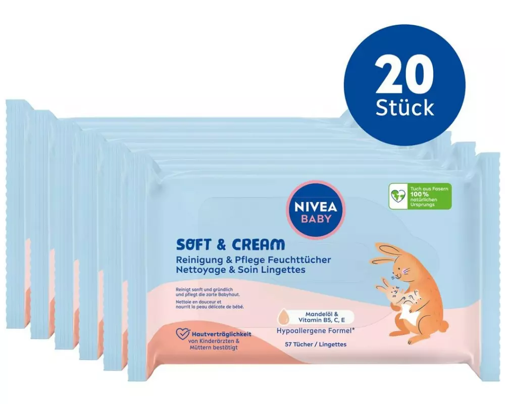 NIVEA BABY Feuchttücher Multipack Soft & Cream 20 x 57 Stück