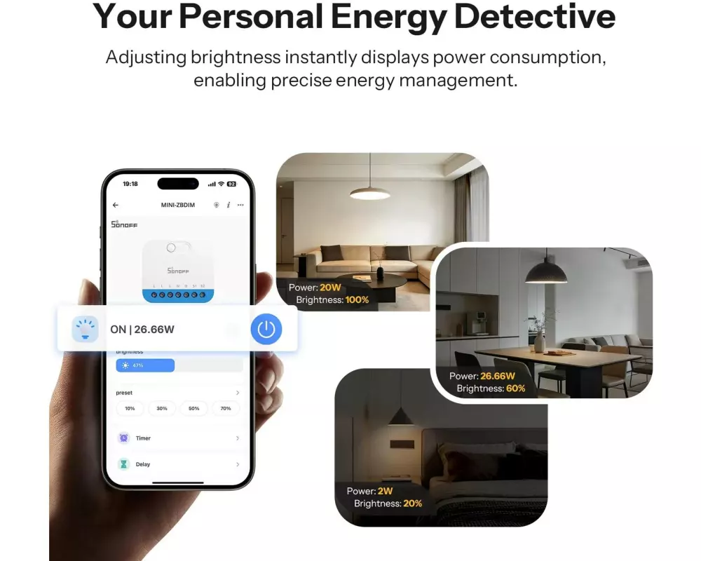 SONOFF Mini Extreme Dim 1-Kanal, Zigbee, Unterputz, 240 V, 400 W