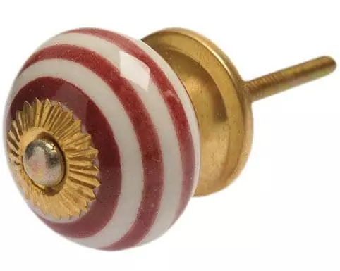 Tranquillo Möbelgriff handgemacht Ø 4 cm, Rot-Weiss/Gold