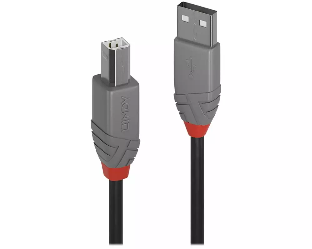 LINDY Anthra Line USB Cable, USB 2.0, USB/A-USB/B M-M, 1m