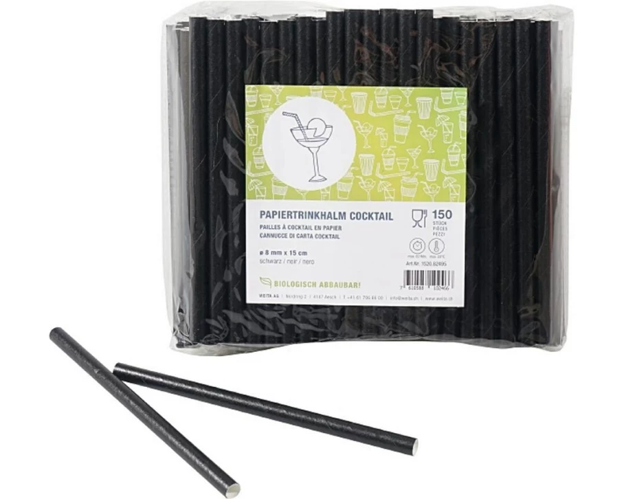 Weita Strohhalm Cocktail 150 Stück, Schwarz