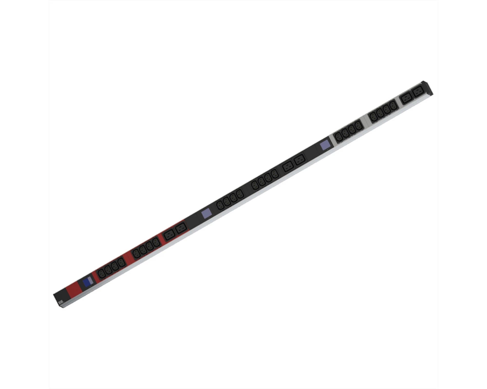 BACHMANN BN0500 19" PDU 1HE 24xC13 6xC19, Leistungsmessung, Anschluss CEE 3x16A, rot