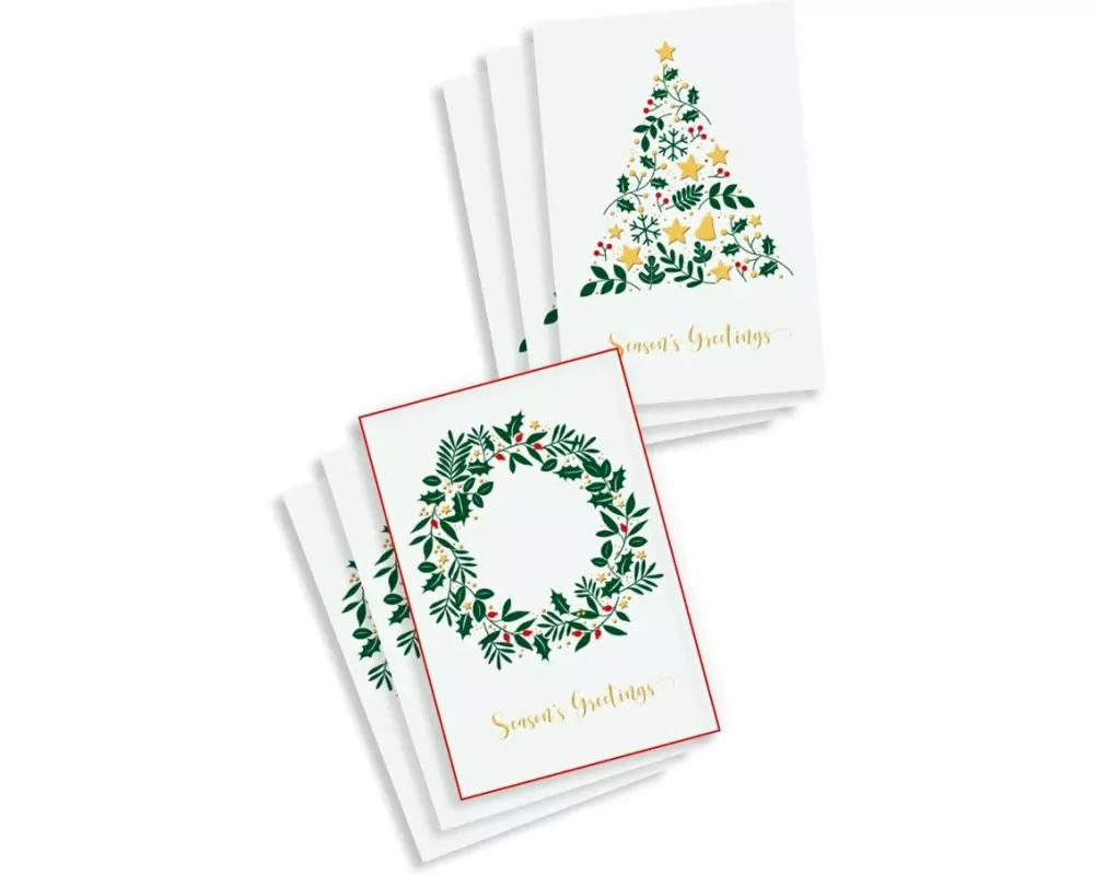ABC Weihnachtskarte Set 6 Stück, Weiss/Grün