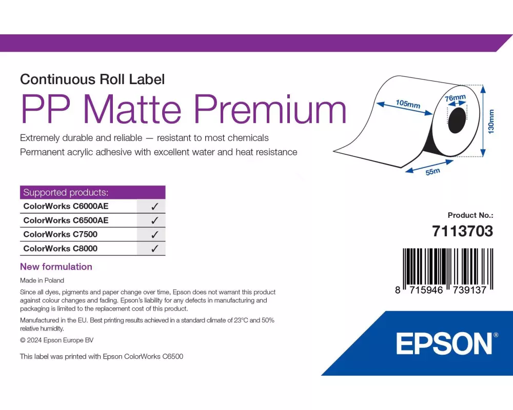 Epson 7113703 Druckeretikett Weiß Selbstklebendes Druckeretikett