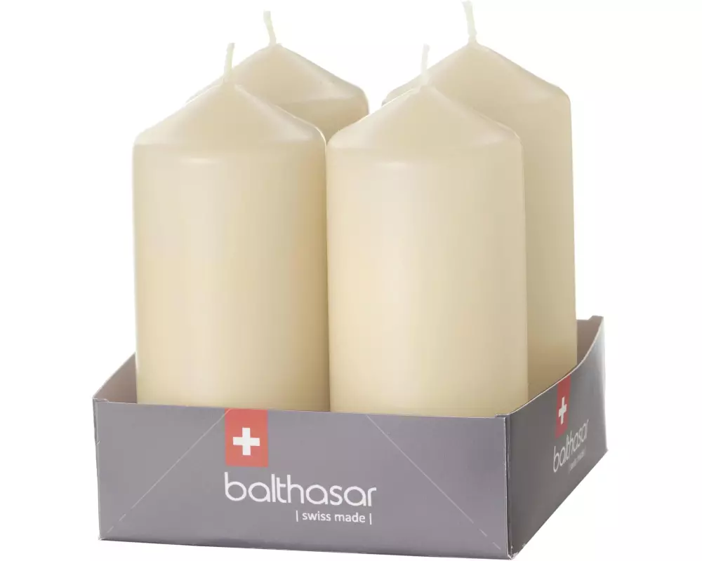 balthasar Zylinderkerze Ecru, 4 Stück