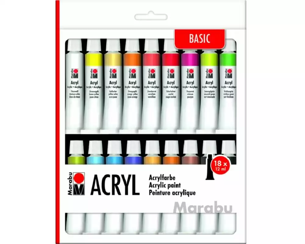 Marabu Acrylfarbe 18 x 12 ml 12 ml, Mehrfarbig