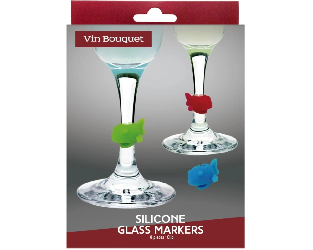 Vin Bouquet Glasmarkierer Fische 8 Stück, Mehrfarbig