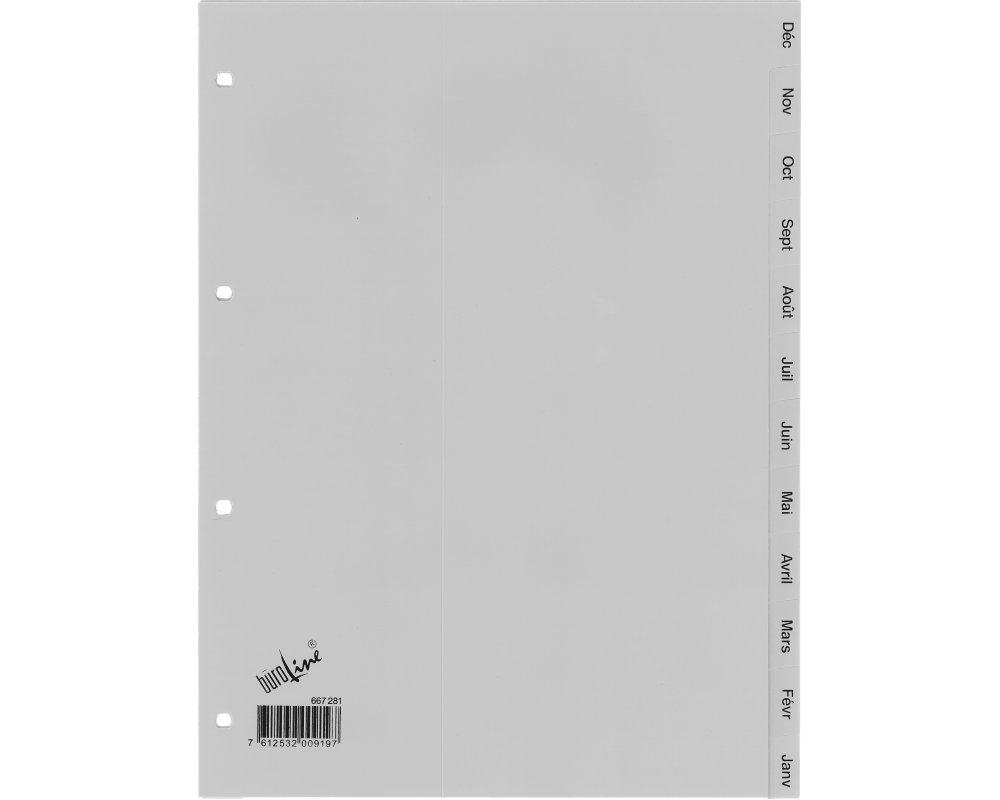 BÜROLINE Register PP A4 667281 grau Déc-Jan FR