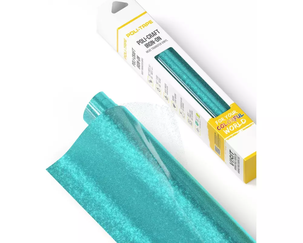 Poli-Tape Aufbügelfolie Pearl Glitter, 30.5 x 61 cm, Himmelblau