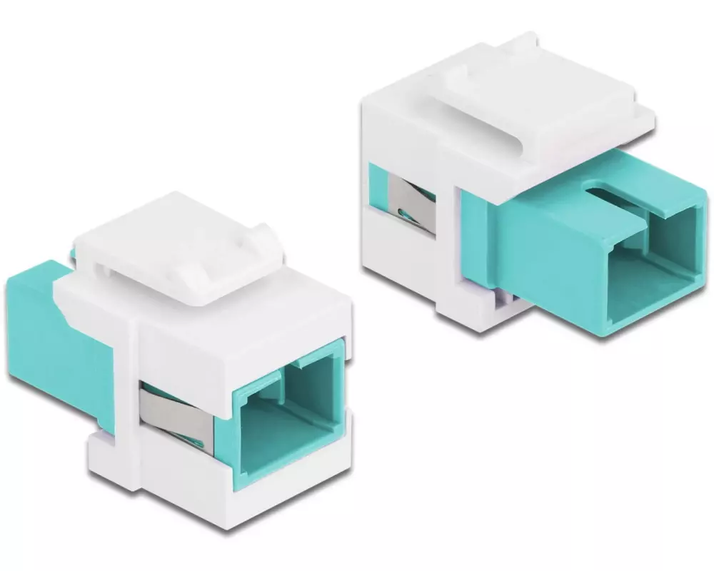 Delock Keystone-Modul SC Buchse zu SC  Buchse Aqua / Weiss