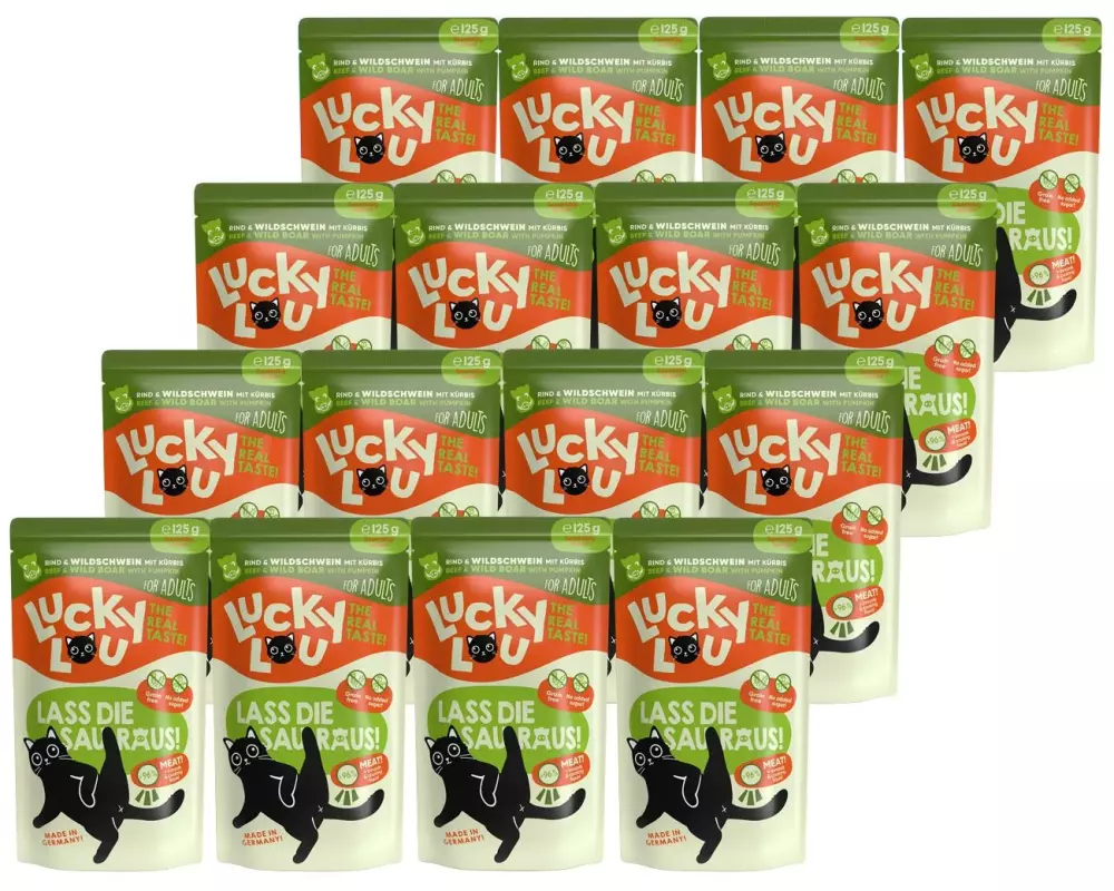 Lucky Lou Nassfutter Lifestage Adult Rind & Wildschwein, 16 x 125 g