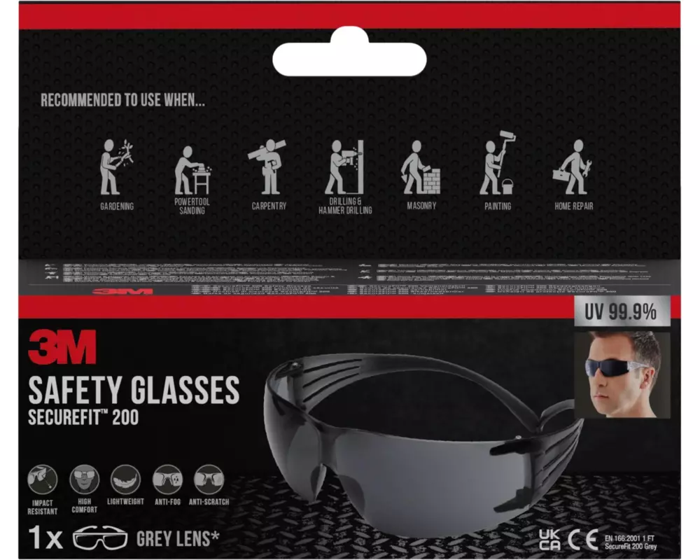 3M Schutzbrille SecureFit 200 Grau