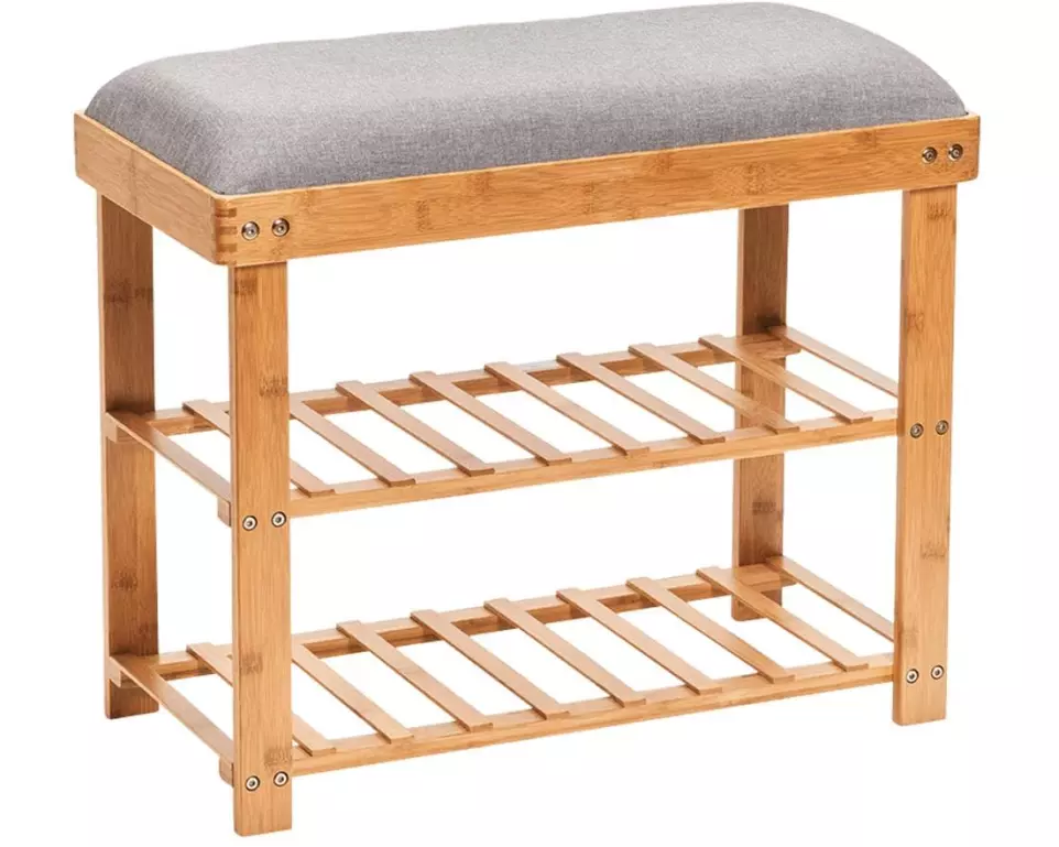 Zeller Present Schuhregal mit Sitzpolster Grau/Nature