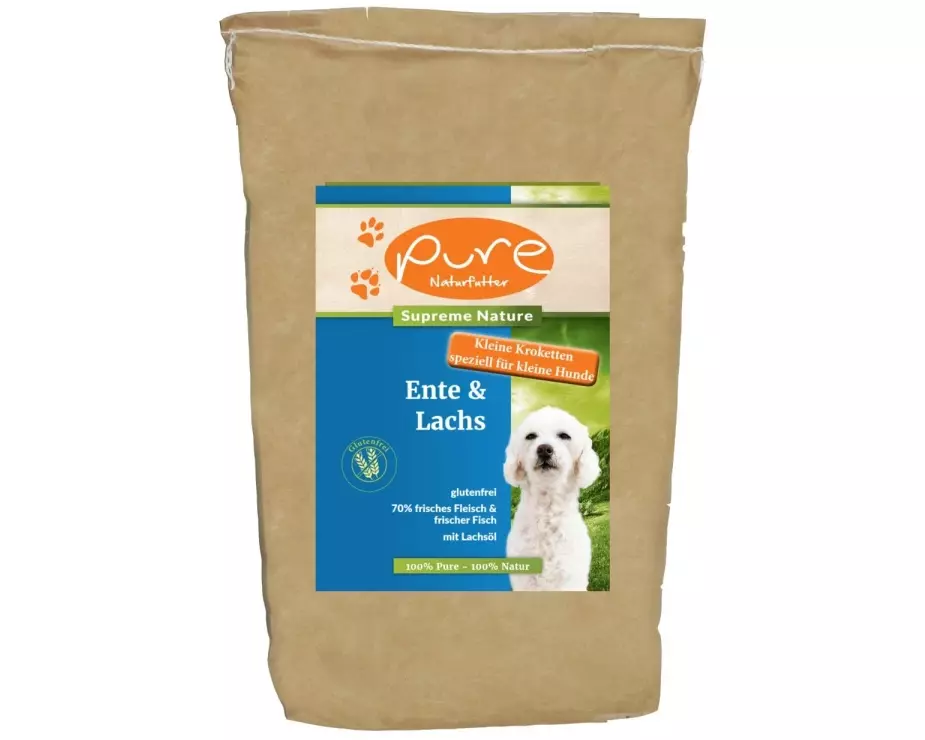 PURE Naturfutter Trockenfutter Supreme Ente & Lachs, 2 kg