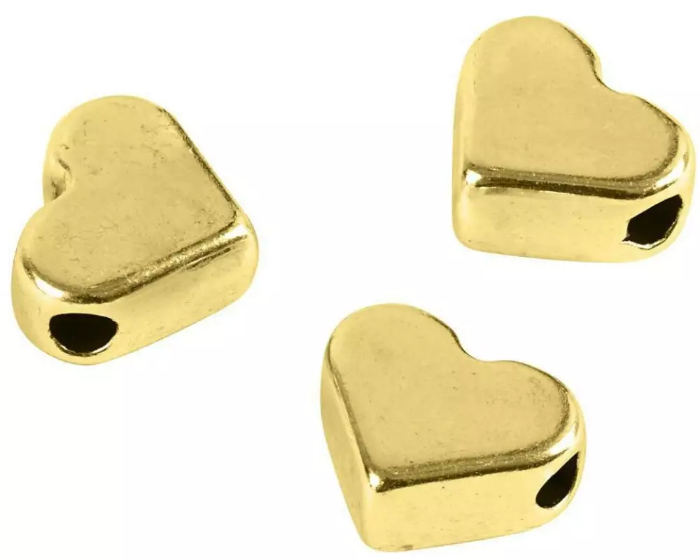 Creativ Company Perlen Herz, 7 mm, Vergoldet, 3 Stk.