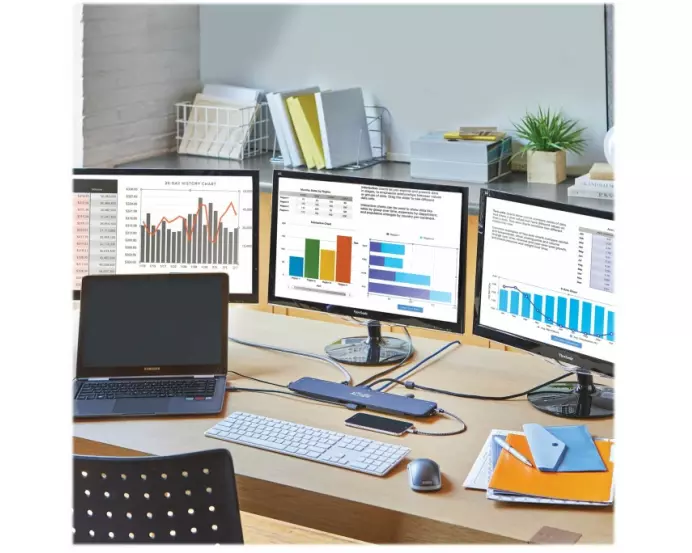 EATON TRIPPLITE USB-C Dock, Triple Display, 4K, HDMI & DP, VGA, USB 3.2, Gen 1, USB-A/C Hub, GbE, 100W PD Charging