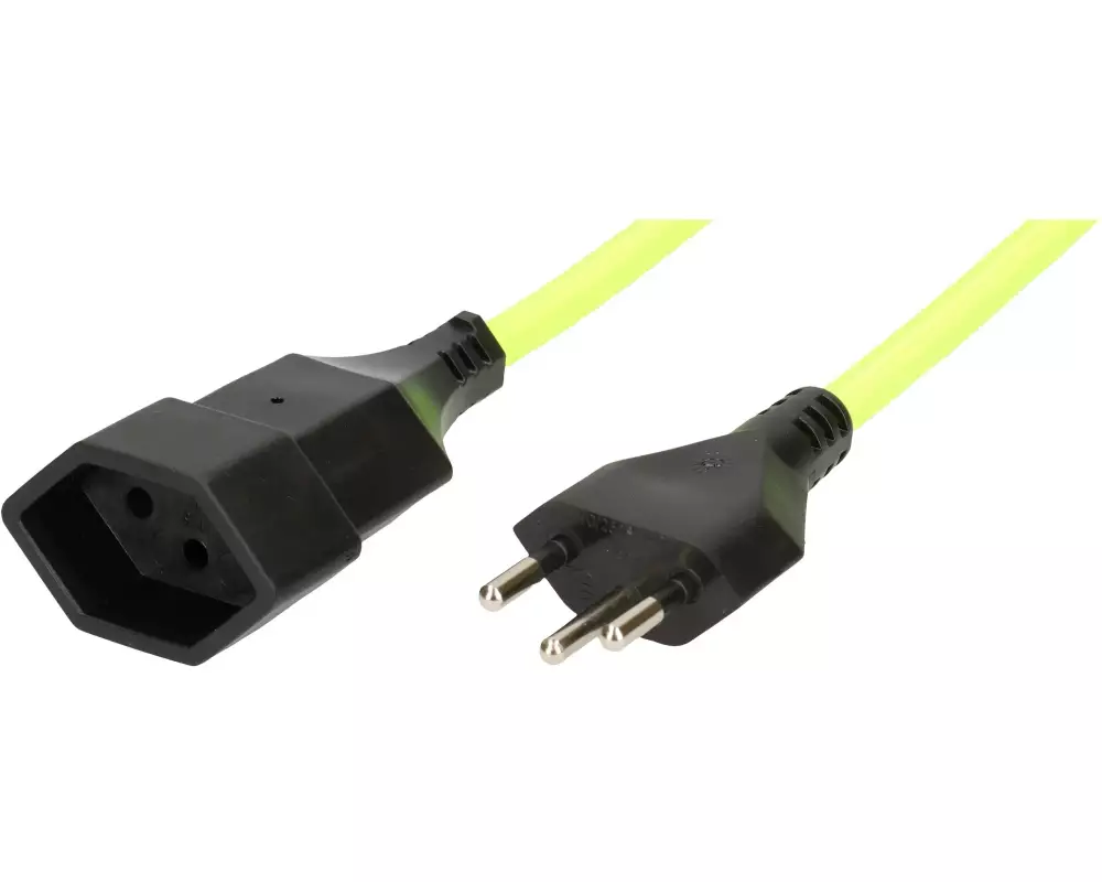 maxTex Textil-Verlängerung H05VV-F3G1.0, 3 m Typ 12/Typ 13, Gelb