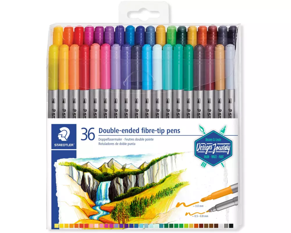 Staedtler Twin-tip pen 36 Farben silbergrau