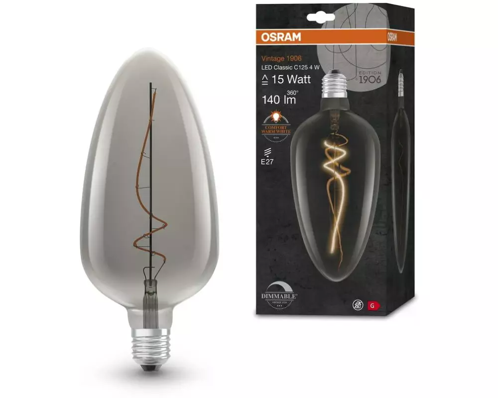 OSRAM Lampe Vintage 1906 CLA125, 4W, E27, Warmweiss (WW)