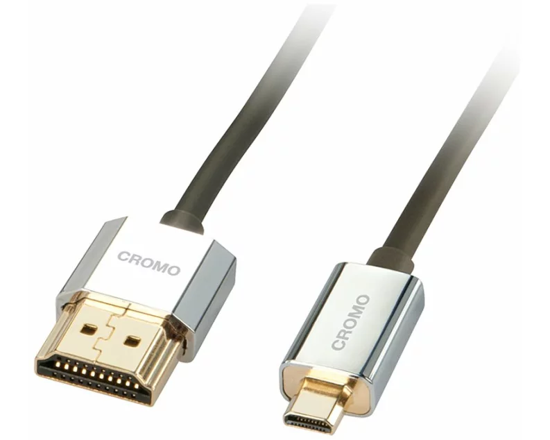 LINDY CROMO Video Cable, HDMI 2.0, HDMI/A-HDMI/D M-M, 1m, black, High Speed, with Ethernet