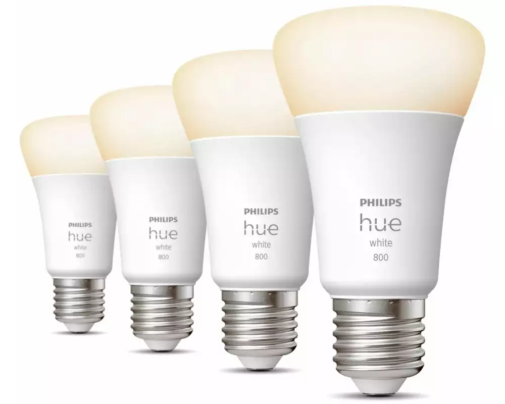 Philips Hue Leuchtmittel White E27 Viererpack 4 x 800 lm