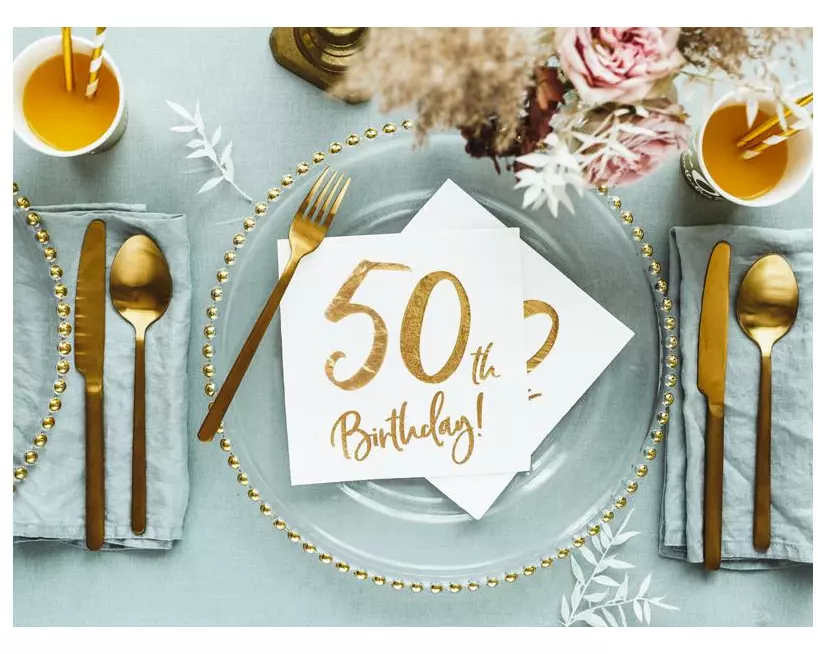 Partydeco PartyDeco Servietten 50th Birthday, 20er-Set 33 cm x 33 cm