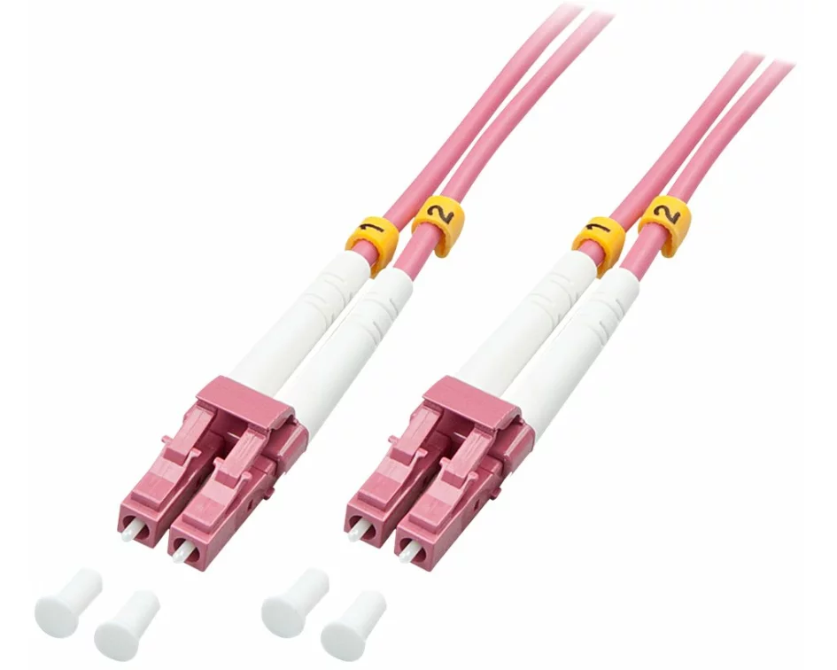 LINDY Fiber Optic Cable, OM4, LC-LC , 5m , pink , 50/125, Duplex, Multimode, LWL