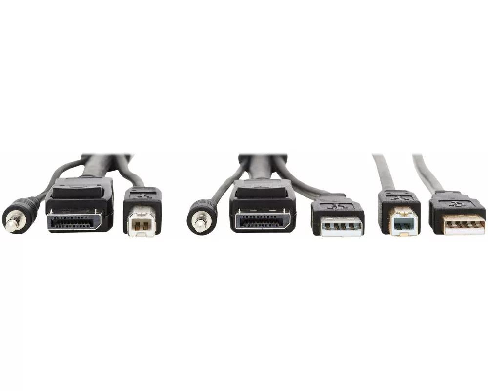EATON TRIPPLITE DisplayPort, KVM, Cable, Kit, DP, USB, 3,5mm, Audio, 3xM/3xM, +, USB, M/M, 4K, 4:4:4, 6ft, 1.83m, Black
