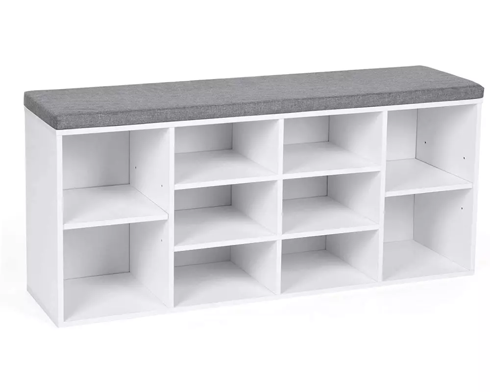 VASAGLE Schuhregal mit Polster, 104 x 48 cm, Weiss