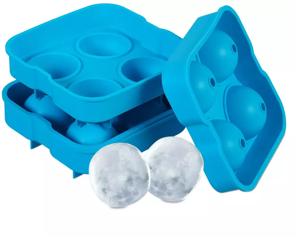relaxdays Eiswürfelform Kugel 2 Stück, Blau