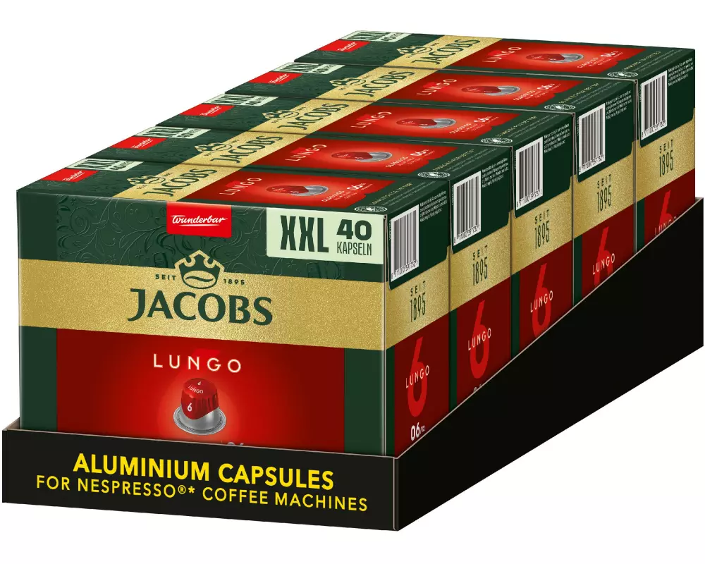 Jacobs Kaffeekapseln Lungo 6 Classico 5 x 40 Stück