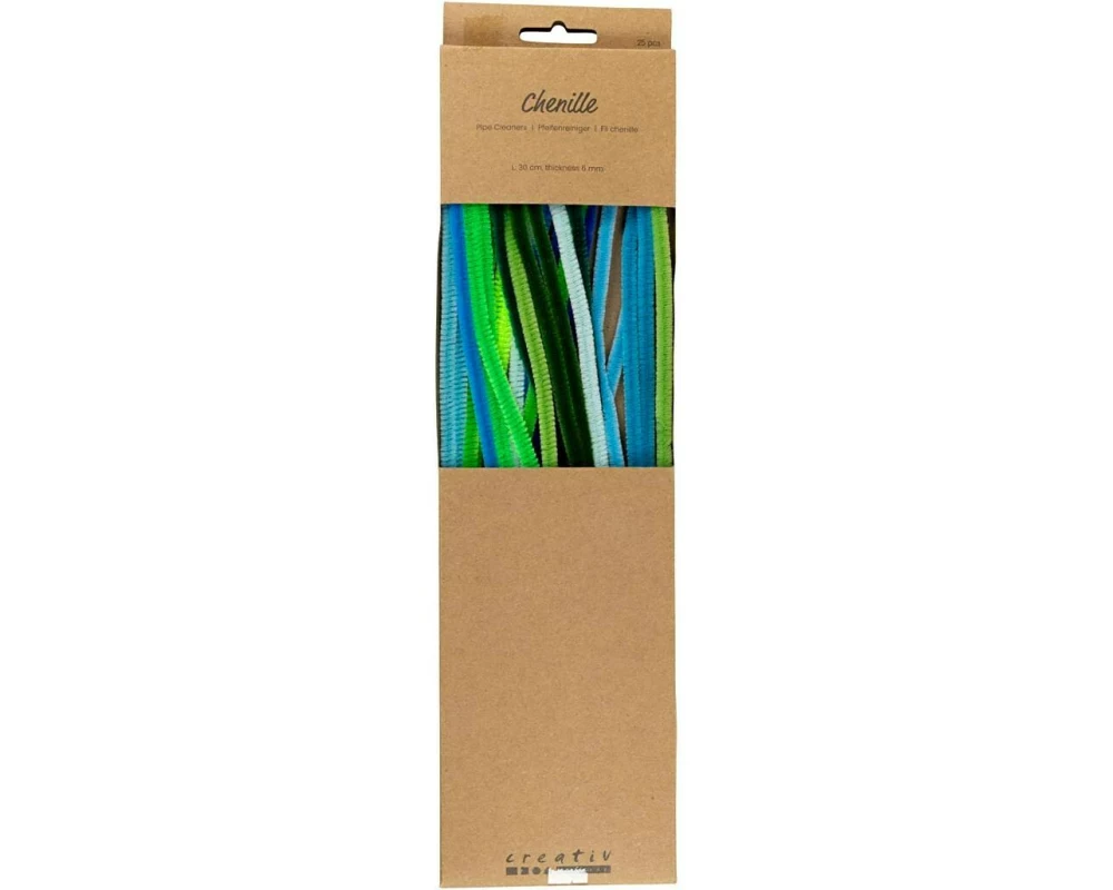 Creativ Company Chenilledraht 25 Stück, Blau-Grün-Mix