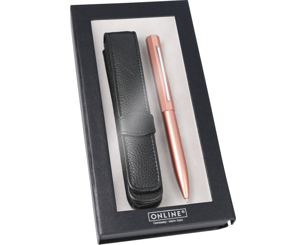 ONLINE Kugelschreiber Set Octopen 34693 rosegold, Lederetui