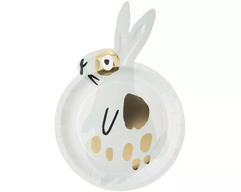 Rico Design Kinderteller Hase, Mint/Gold, 12 Stück