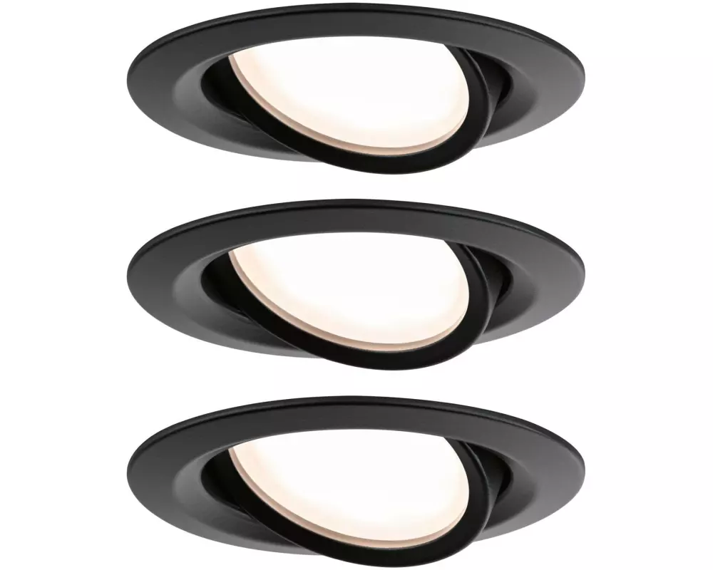 Paulmann Einbauspot LED Nova Plus Coin Set, 3 x 6W, 2700K, Schwarz