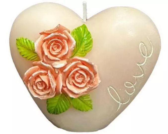 Dameco Kerze in Herzform Weiss/Rosa