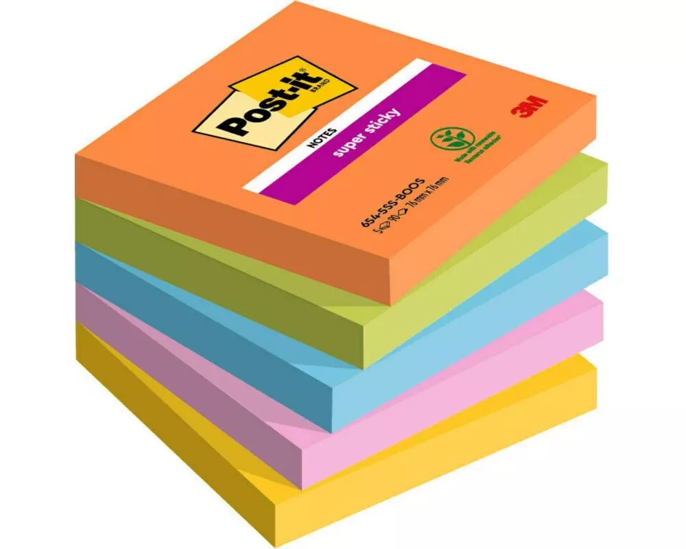 Post-it Notizzettel Super Sticky Boost Collection 7.6 x 7.6 cm