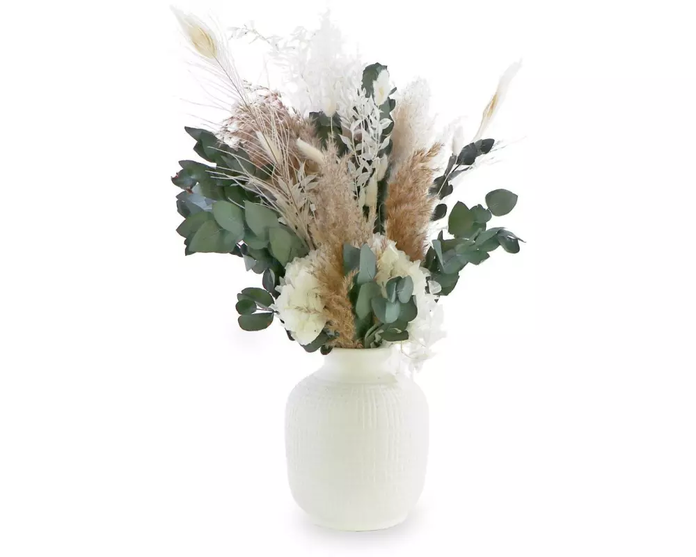 Soli Collection Trockenblumen Lara 60 cm, Weiss/Grün