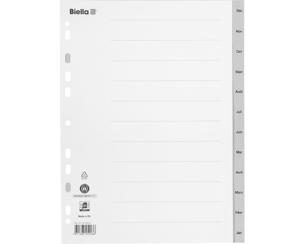 BIELLA Register PP A4 47141491U grau Déc-Jan FR