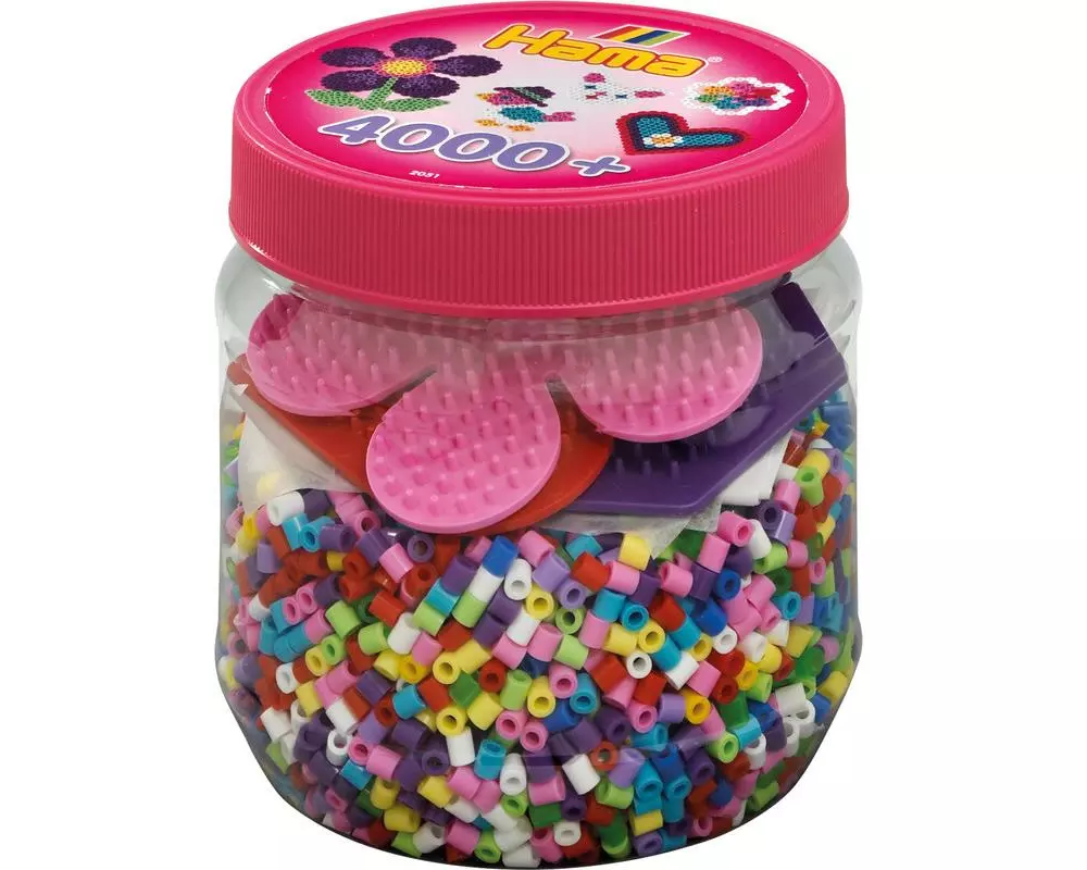Hama Bügelperlen midi, 4.000 Stk. + 3 Stiftplatten Mehrfarbig