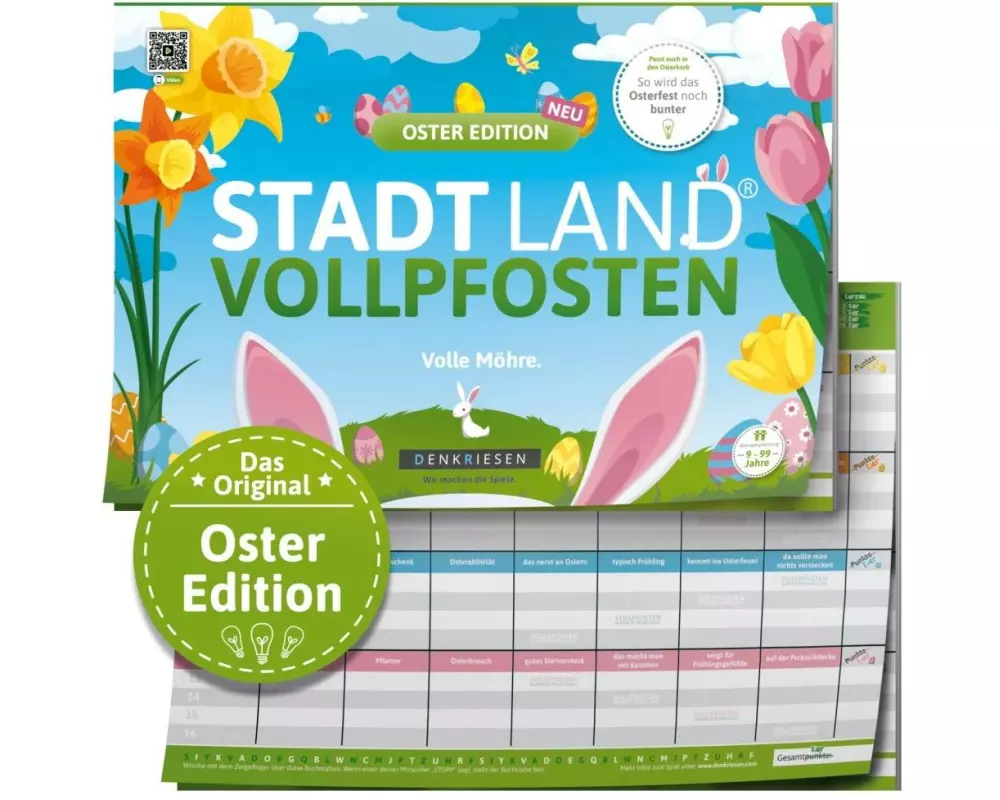 Denkriesen Partyspiel Stadt Land Vollpfosten Oster Edition