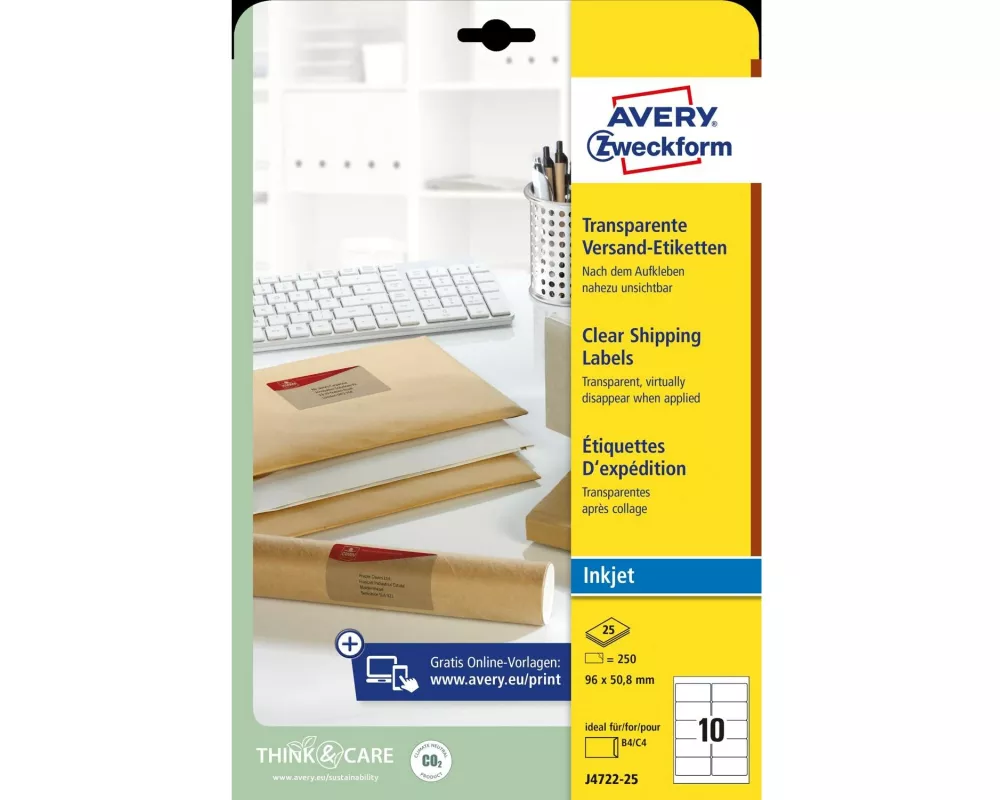Avery Zweckform Adressetiketten 96 x 50.8 mm, 25 Blatt
