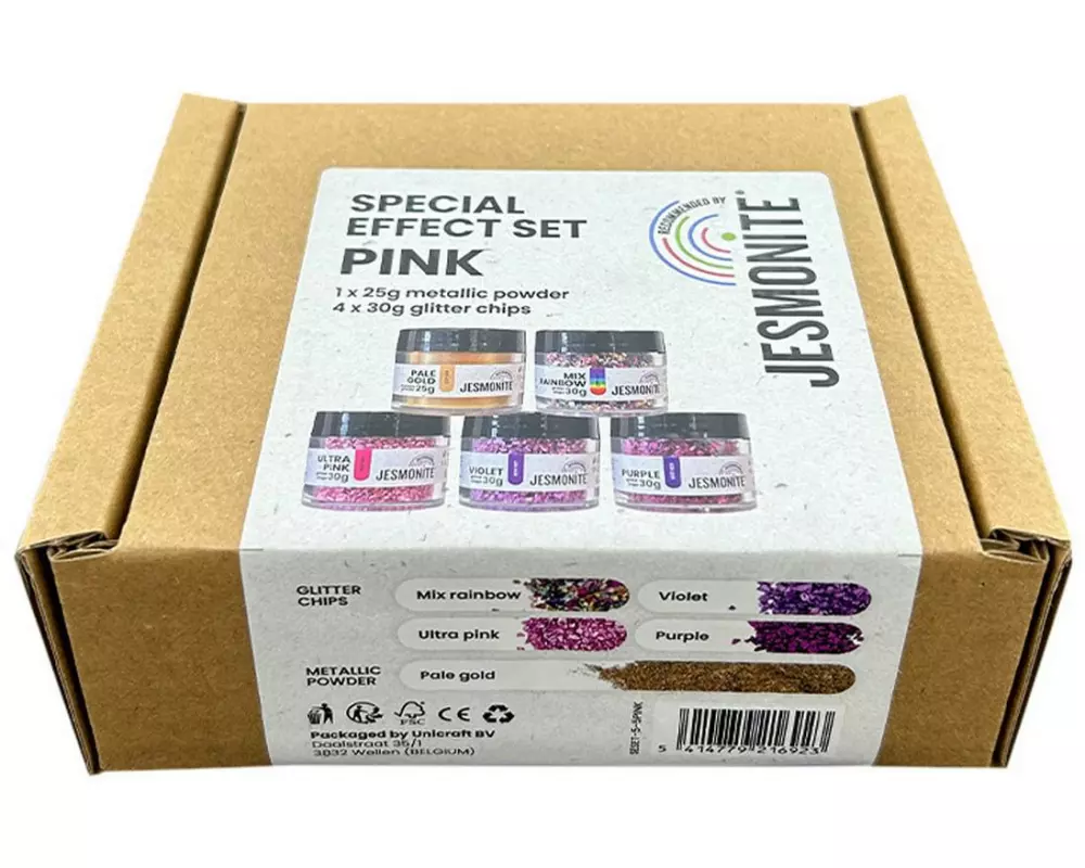 Jesmonite Farbpigmente Pink 4 x 30 g Glitzer, 1 x 25 g Pulver