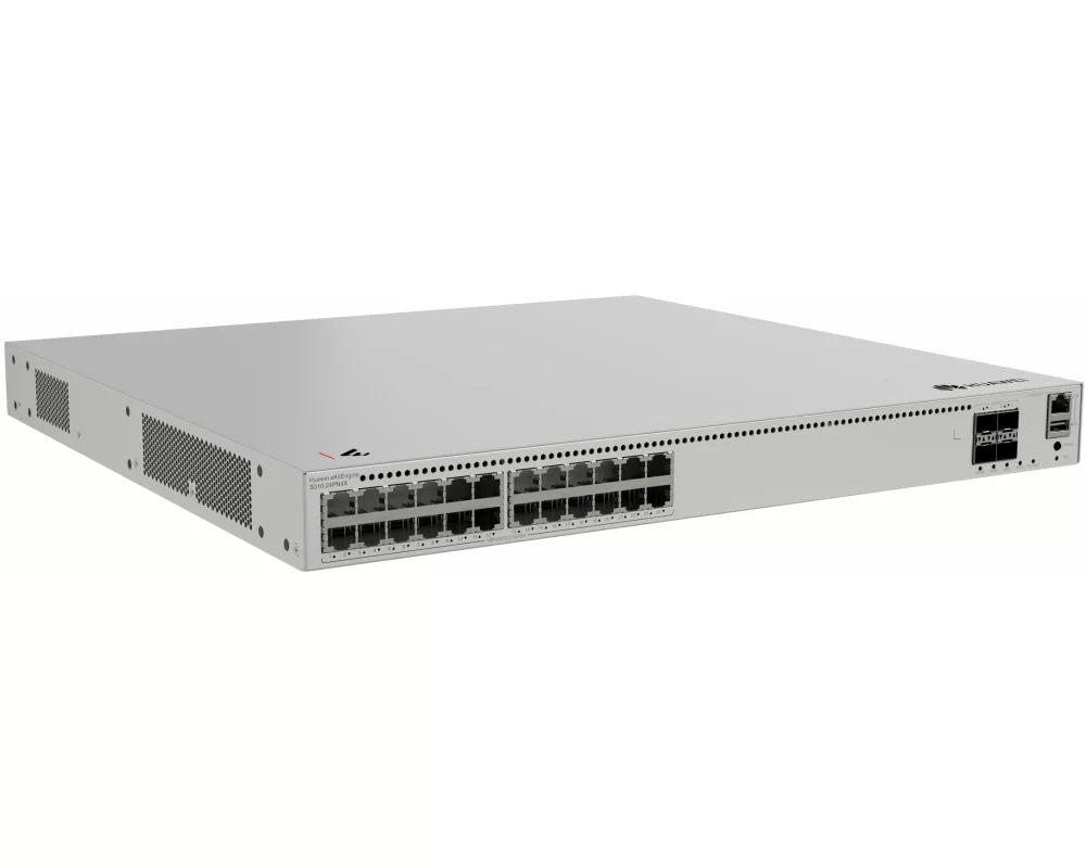 HUAWEI S310-24PN4X 24x10/100/1000/2.5GBASE-T ports, 400W, PoE+, 4x10GE SFP+ ports, built-in AC power, eKit