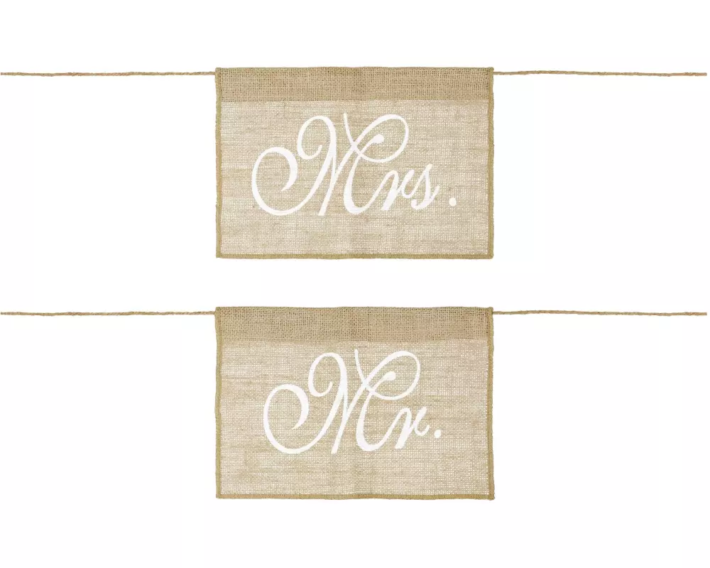Partydeco Hochzeitsaccessoire Stuhlschild Mr Mrs 30 x 21.5 cm, Braun