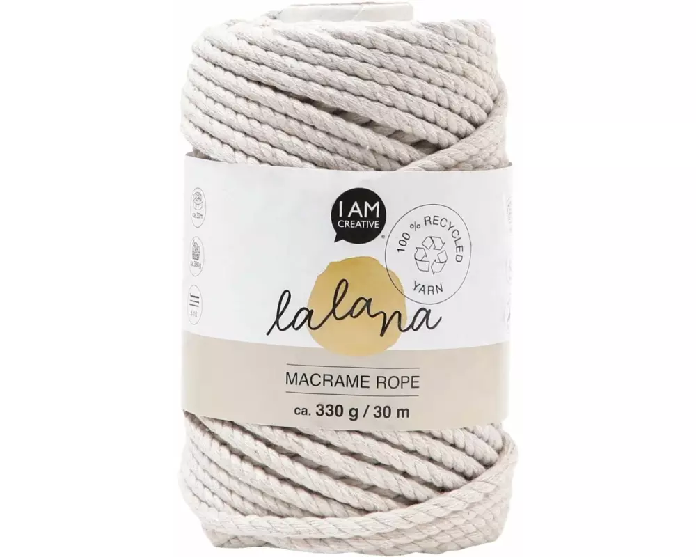 lalana Wolle Makramee Rope 5 mm, 330 g, Grau