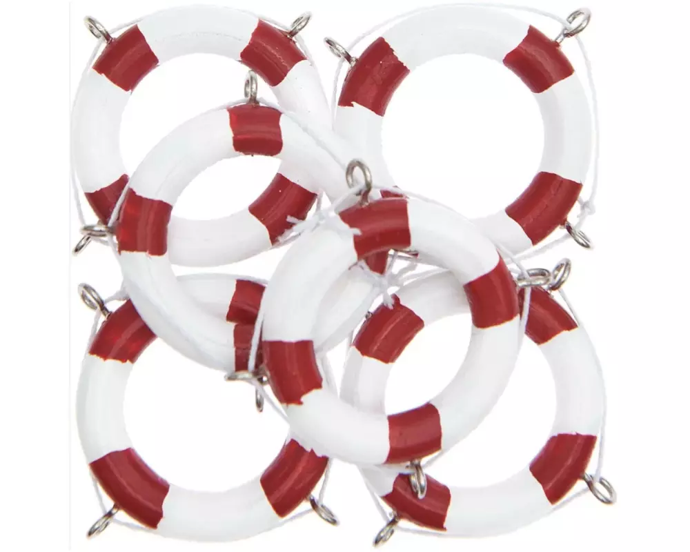 Rico Design Streudeko Rettungsring 6 Stück, Rot/Weiss