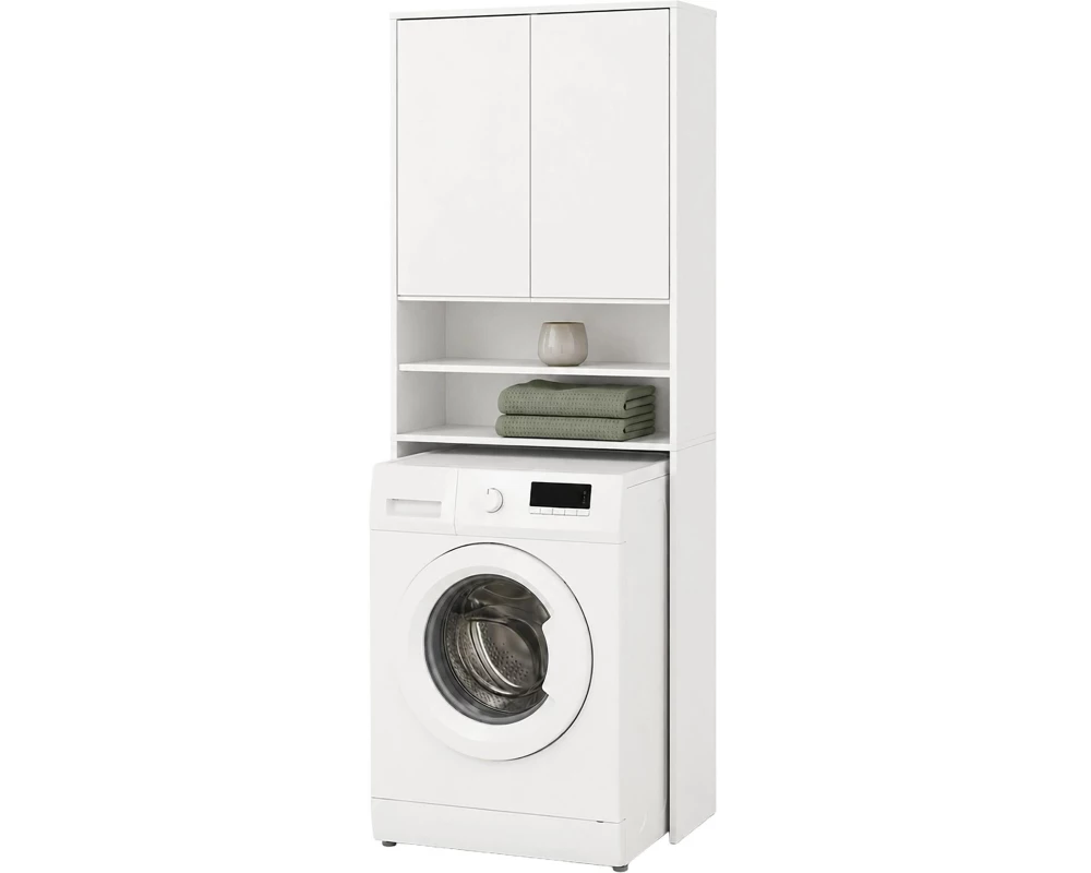 relaxdays Waschmaschinenregal 63.5 x 174 cm, Weiss