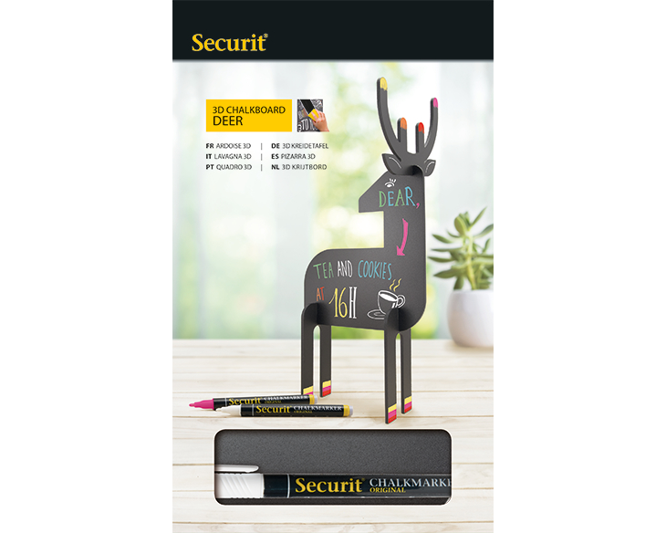 SECURIT Kreidetafel BAMBI T3D-DEER schwarz 31x14.7x11.3cm
